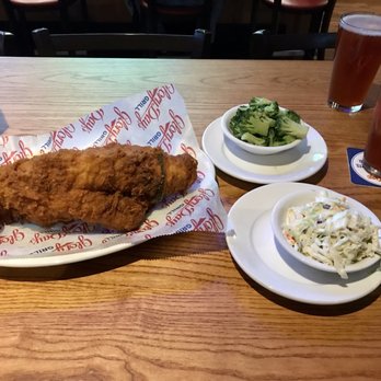 Glory Days Grill - Fish Fry (full portion) with broccoli and coleslaw (sweet raspberry iced tea are the beverages) - American Near Me - Tallahassee, Florida Glory Days Grill - Fish Fry (full portion) with broccoli and coleslaw (sweet raspberry iced tea are the beverages) - American Near Me - Tallahassee, Florida