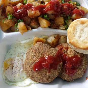 Flavor Table - Salmon Coquette home fried potatoes over easy eggs and homemade biscuits - Cajun/Creole Near Me - Los Angeles, California Flavor Table - Salmon Coquette home fried potatoes over easy eggs and homemade biscuits - Cajun/Creole Near Me - Los Angeles, California