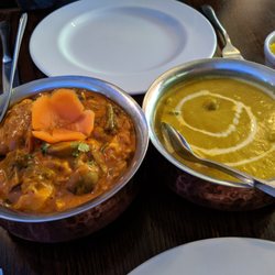 Kathmandu Kitchen - Balti on the left (veggie) and chicken Himalayan curry on rigbt
