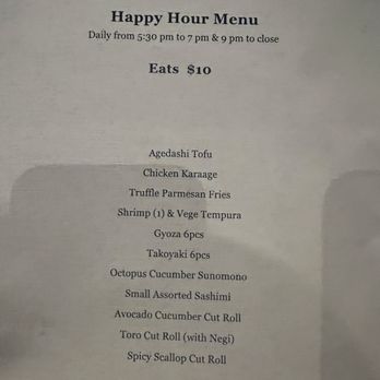 Umaya LA - Happy Hour menu - back - Japanese Near Me - Los Angeles, California