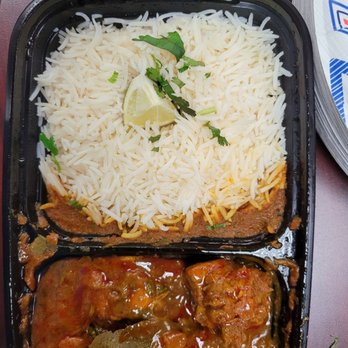 Swaraj India - Meat kohlapuri rice plate - Indian Near Me Swaraj India - Meat kohlapuri rice plate - Indian Near Me
