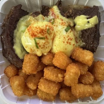Button Up Cafe - short rib bennie with tots - Breakfast & Brunch Near Me - Pearl City, Hawaii Button Up Cafe - short rib bennie with tots - Breakfast & Brunch Near Me - Pearl City, Hawaii