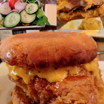 Lunch. Supper! - Fried Pork Chop Sandwich special with house pimento and spicy honey was so juicy and delicious! (Pork Chop was cooked absolutely perfectly.) - New American Near Me - Richmond, Virginia
