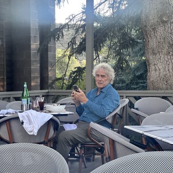 Mawa's Kitchen - My husband on the patio at Mawas - New American Near Me - Aspen, Colorado