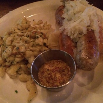 Biergarten - Bratwurst w/sauerkraut & grain mustard - German Near Me - Boca Raton, Florida