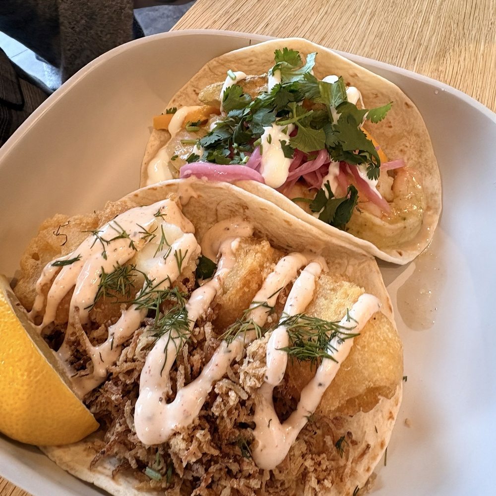 Automatic Taco and Tequila Bar - Fish taco and green curry shrimp taco - Mexican Near Me - Greenville, South Carolina Automatic Taco and Tequila Bar - Fish taco and green curry shrimp taco - Mexican Near Me - Greenville, South Carolina