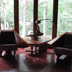 The Palmer House - View from the living room, with F.L.W.-designed furniture.