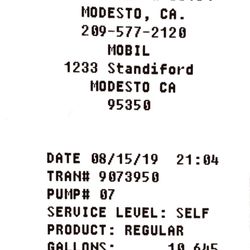 Mobil - Receipt