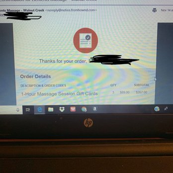 Elements Massage - This is their "gift card" what a joke! - Massage Near Me - Walnut Creek, California