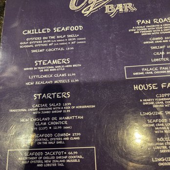 The Palace Station Oyster Bar - Menu - Seafood Near Me - Las Vegas, Nevada