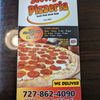 Scotty's Pizzeria - Menu front cover - Pizza Near Me - Port Richey, Florida Scotty's Pizzeria - Menu front cover - Pizza Near Me - Port Richey, Florida