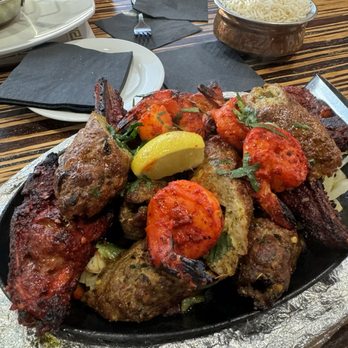 Everest Curry Bar & Grill - Mix Grill platter has fabulous lamb chops!!!, shrimp and chicken, plus a lamb and chicken kabobs - Indian Near Me - Houston, Texas Everest Curry Bar & Grill - Mix Grill platter has fabulous lamb chops!!!, shrimp and chicken, plus a lamb and chicken kabobs - Indian Near Me - Houston, Texas
