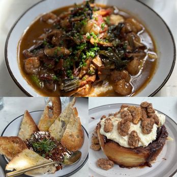 Geist - Shrimp & grits, whipped feta & the massive & delicious cinnamon roll - Cocktail Bars Near Me - Nashville, Tennessee Geist - Shrimp & grits, whipped feta & the massive & delicious cinnamon roll - Cocktail Bars Near Me - Nashville, Tennessee