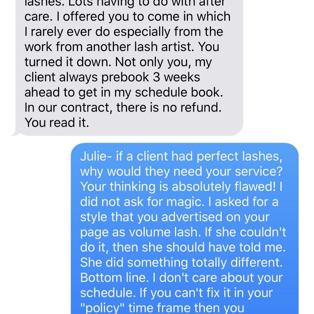 Sassy Lash - No refunds, you signed a contract. Sunny and Julie, you are still expected to provide a satisfactory service and you didn't. - Eyelash Service Near Me - Tustin, California Sassy Lash - No refunds, you signed a contract. Sunny and Julie, you are still expected to provide a satisfactory service and you didn't. - Eyelash Service Near Me - Tustin, California