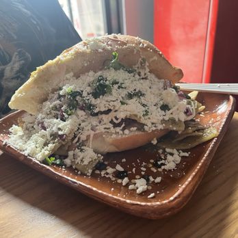 Chilaki's - Chilaquiles torta with green salsa and birria - Mexican Near Me - Bakersfield, California