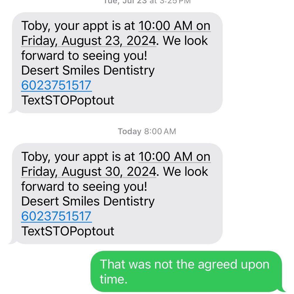 Appointment change without consulting customer.