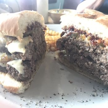 Dawn's Red Oak - Sassy Burger! Already smashed to be able to cut in two. - Diners Near Me - Red Oak, Oklahoma