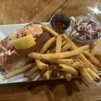 Watershed Restaurant - Lobster roll meal (With fries and homemade Cole slaw) was only $26!! - New American Near Me - Newmarket, New Hampshire Watershed Restaurant - Lobster roll meal (With fries and homemade Cole slaw) was only $26!! - New American Near Me - Newmarket, New Hampshire