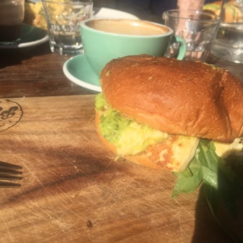 Byron Fresh Cafe - The Haloumni roll with scrambled eggs - Burgers Near Me - Byron Bay, NSW Byron Fresh Cafe - The Haloumni roll with scrambled eggs - Burgers Near Me - Byron Bay, NSW