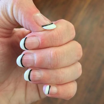 Crystal Nails - Gel French Manicure with Black Stripe - Nail Salons Near Me - Mountain View, California