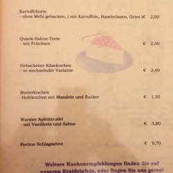 Cafe Seestübchen - Auszug Karte