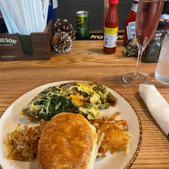 Young Cardinal Cafe - Veggie omelet has browns biscuit mimosa - Breakfast & Brunch Near Me - Winston-Salem, North Carolina Young Cardinal Cafe - Veggie omelet has browns biscuit mimosa - Breakfast & Brunch Near Me - Winston-Salem, North Carolina