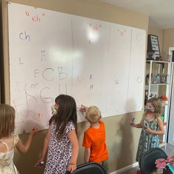 The Lingua Network - Kids can organize their thoughts in our large indoor classroom.