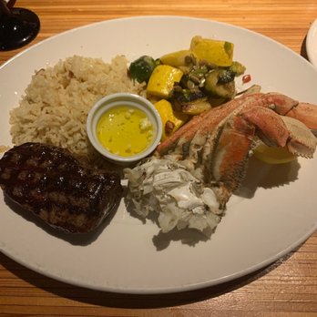 Anthony's - Homeport - steak & half crab, side of zucchini and rice pilaf - Seafood Near Me - Edmonds, Washington