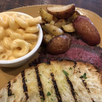 Urban Plates - Steak Plate, Macaroni & Cheese, Potatoes, Bread Note: more steak under bread - New American Near Me - Brea, California Urban Plates - Steak Plate, Macaroni & Cheese, Potatoes, Bread Note: more steak under bread - New American Near Me - Brea, California