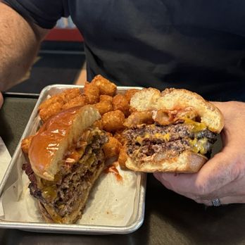 Rex Prehistoric Patties - Double Western Rex w/tots - Burgers Near Me - Salem, Oregon Rex Prehistoric Patties - Double Western Rex w/tots - Burgers Near Me - Salem, Oregon