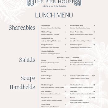The Pier House - Lunch Menu (front) - Steakhouses Near Me - Daytona Beach, Florida The Pier House - Lunch Menu (front) - Steakhouses Near Me - Daytona Beach, Florida