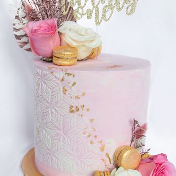 Amelia & Rose - a pink and gold cake - Custom Cakes Near Me - Orange, New Jersey
