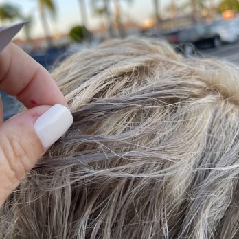 The Meda Salon - We WALKED OUT with damaged hair. A strange beige/grey,with platinum colors. Hair won't dry. BLEACH FAIL. So far from what I asked for. - Hair Salons Near Me - Tustin, California The Meda Salon - We WALKED OUT with damaged hair. A strange beige/grey,with platinum colors. Hair won't dry. BLEACH FAIL. So far from what I asked for. - Hair Salons Near Me - Tustin, California