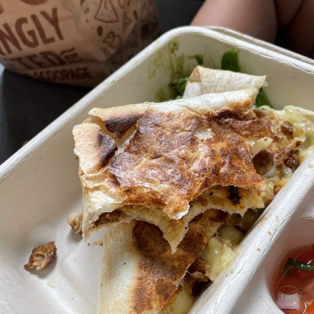 Chipotle Mexican Grill - Salty quesadilla! Cheese choice was salty plus chicken was seasoned with extra salt. Not edible - Mexican Near Me - Downey, California Chipotle Mexican Grill - Salty quesadilla! Cheese choice was salty plus chicken was seasoned with extra salt. Not edible - Mexican Near Me - Downey, California