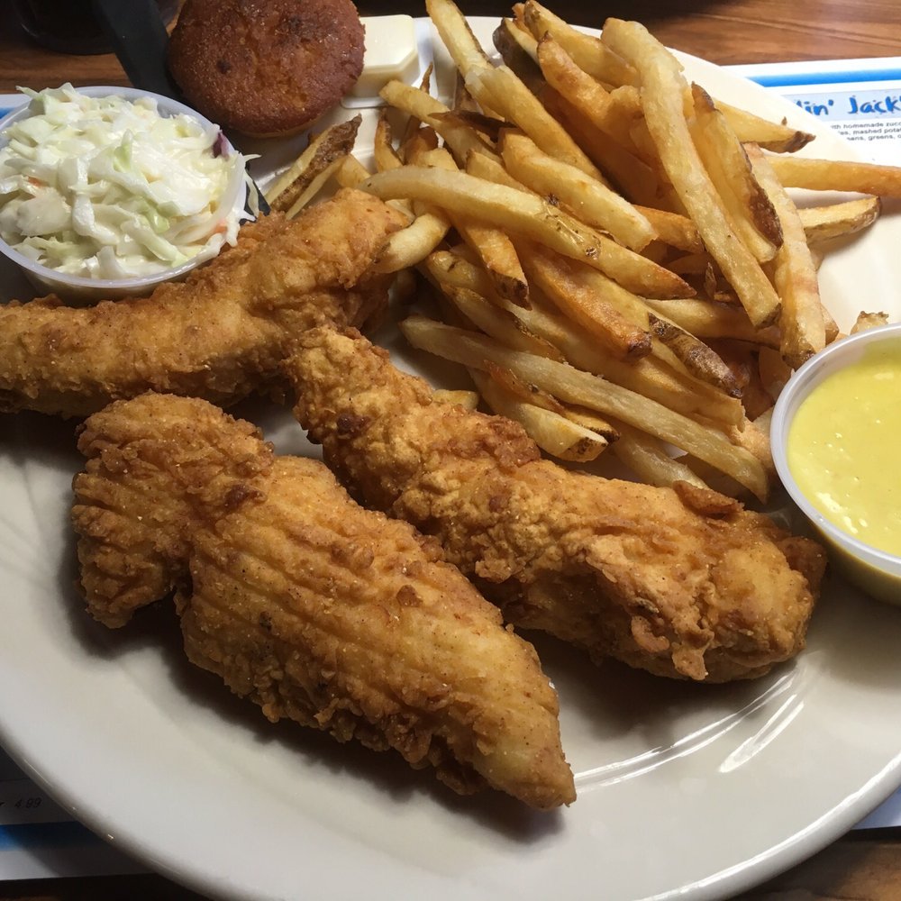 Cracklin' Jack's - Chicken tenders with honey mustard!  Delicious!! - Seafood Near Me - Naples, Florida