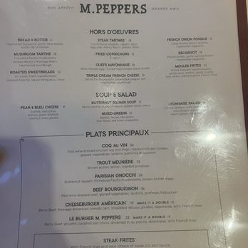 M Peppers - Menu 01/2026 - French Near Me - Louisville, Kentucky