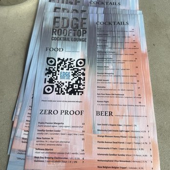 EDGE Rooftop Cocktail Lounge - Menu - Cocktail Bars Near Me - Tampa, Florida