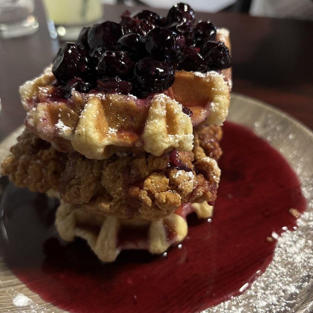 Treehouse CDA - Chicken & waffle blueberry compote - American Near Me - Coeur d'Alene, Idaho