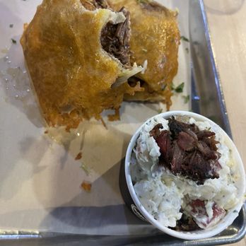 Smoke & Fire Social Eatery - Brisket Burrito with Red Skin Potato Salad so good! - Comfort Food Near Me - Paramount, California