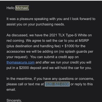 Thomas Acura - Email from Thomas Acura - Auto Repair Near Me - Covina, California Thomas Acura - Email from Thomas Acura - Auto Repair Near Me - Covina, California