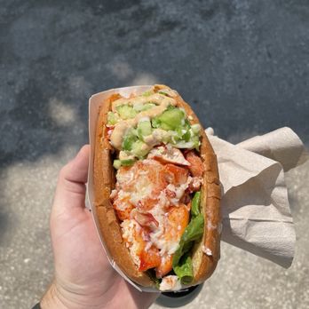 The Barking Claw - Jumbo Lobster roll, half regular half spicy - Hot Dogs Near Me - Falmouth, Massachusetts The Barking Claw - Jumbo Lobster roll, half regular half spicy - Hot Dogs Near Me - Falmouth, Massachusetts