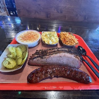 Terry Black's Barbecue - Cream Corn, MacNcheese, Rice, Brisket, Jalepeno cheese sausage - Barbeque Near Me - Lockhart, Texas Terry Black's Barbecue - Cream Corn, MacNcheese, Rice, Brisket, Jalepeno cheese sausage - Barbeque Near Me - Lockhart, Texas