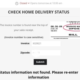Suddenly the delivery status was unavailable after waiting all day and calling twice.  Unable to reach anyone - not even "customer service".