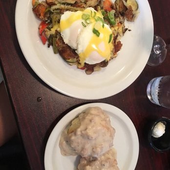 Ruperts at the Edge - Veggie hash with a biscuit and sides of gravy and green chili - Breakfast & Brunch Near Me - Edgewater, Colorado