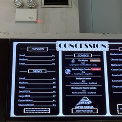 Alpine Theatre - Menu as of 2026