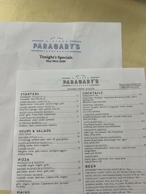 Menu photo 1 Paragary's Sacramento, CA
