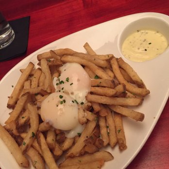 Salty Sow - Duck fat fries with a poached each and garlic aioli - American Near Me - Austin, Texas Salty Sow - Duck fat fries with a poached each and garlic aioli - American Near Me - Austin, Texas