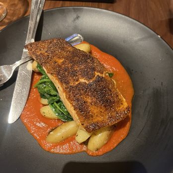 Julep Cast Iron Kitchen + Drink - Blackened Salmon dish. Delishhhhh - New American Near Me - Brea, California