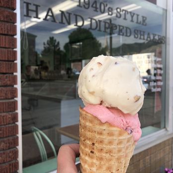 Farr Better Ice Cream - Coconut almond and cherry pecan in a waffle cone! - Ice Cream & Frozen Yogurt Near Me - Ogden, Utah