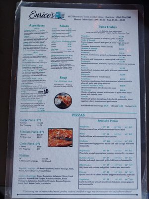 Menu photo 2 Enrico's Charlotte, NC